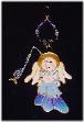Christmas Fishing Angel Ornament- This porcelain handmade ornament is painted in translucent colors, antique gold paint and gold enamel details. AB Austrian Crystals, glass  beads and wire are used for final and hanging details. Oops! I got Jesus in the fish!