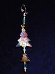 Christmas 'Artistic Tree' Ornament -  This porcelain handmade ornament is painted in bright colors and black enamel details. Glass  blown beads and gold color wire are used for final and hanging details. Very different!