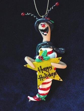 Christmas Snail Star Ornament- Handmade with glazed Fimo. Silver wire and Austrian Crystals are used for final details. Item can be personalized. Please, specify w/order. (Decor purpose only) Unique Design!