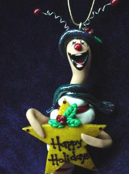 Christmas Snail Star Ornament- Handmade with glazed Fimo. Silver wire and Austrian Crystals are used for final details. Item can be personalized. Please, specify w/order. (Decor purpose only) Unique Design!