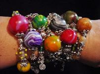 Marbleized Beads Bracelets - Handmade polymer clay beads, unique glass beads, pewter and silver plated beads and findings. Perfect for that special occasion gift!!! 