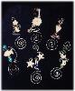 Night Glow Bookmarks- Handmade of glazed Fimo. Nickel wire is used for final details. Glass and pewter beads are used to embellish every bookmark. Accentuated with Austrian crystals. Unique designs! More designs will be available soon!